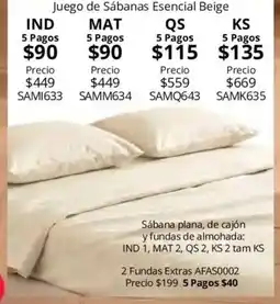Colchas Concord Juego de Sábanas Esencial Beige oferta