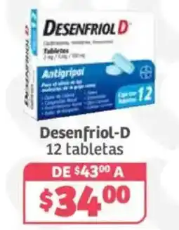 Soriana Híper Desenfriol-D 12 tabletas oferta