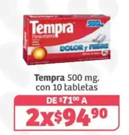 Soriana Híper Tempra 500 mg. con 10 tabletas oferta