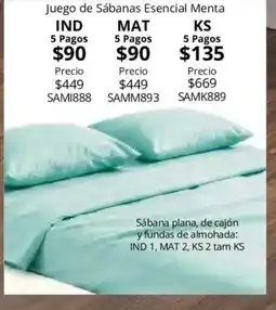 Colchas Concord Juego de Sábanas Esencial Menta oferta