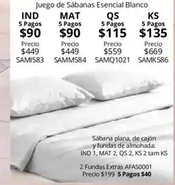 Colchas Concord Juego de Sábanas Esencial Blanco oferta