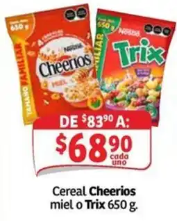 Soriana Mercado Cereal Cheerios miel o Trix oferta