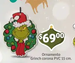 Soriana Mercado Ornamento Grinch corona oferta