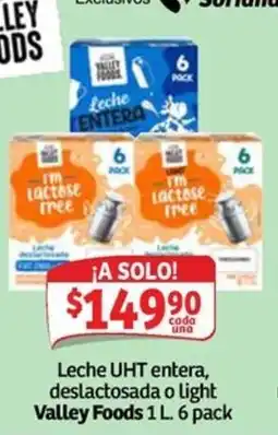 Soriana Mercado Valley Foods Leche UHT entera deslactosada o light oferta