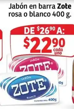 Soriana Mercado Zote jabón en barra rosa o blanco oferta