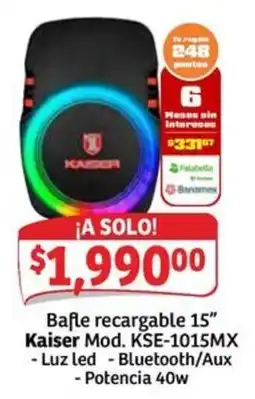 Soriana Mercado Kaiser Bafle recargable 15" oferta