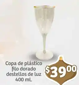 Soriana Mercado Copa de plástico filo dorado destellos de luz oferta