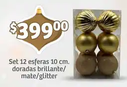 Soriana Mercado Set 12 esferas doradas brillante/mate/glitter oferta