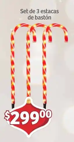 Soriana Mercado Set de 3 estacas de bastón oferta
