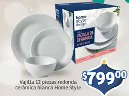 Soriana Mercado Home Style vajilla 12 piezas redonda cerámica blanca oferta