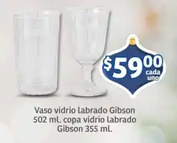 Soriana Mercado Vaso vidrio labrado Gibson copa vidrio labrado Gibson oferta