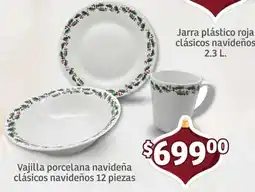 Soriana Mercado Vajilla porcelana navideña clásicos navideños oferta
