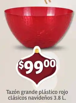 Soriana Mercado Tazón grande plástico rojo clásicos navideños oferta