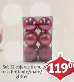 Soriana Mercado Set esferas rosa brillante/mate/glitter oferta