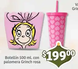 Soriana Mercado Botellín Grinch rosa oferta