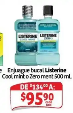 Soriana Mercado Listerine Enjuague bucal Cool mint o Zero ment oferta