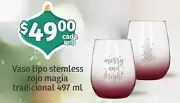 Soriana Mercado Vaso tipo stemless rojo magia tradicional oferta