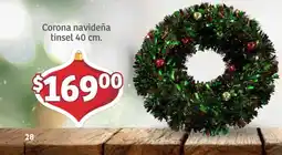 Soriana Mercado Corona navideña tinsel oferta
