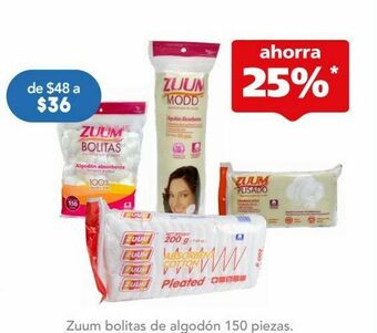 Farmacia San Pablo Zuum algodon bolitas blancas bol c/150pz oferta