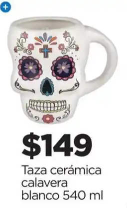 Chedraui Taza cerámica calavera blanco oferta