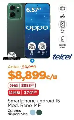 Chedraui oppo smartphone android 15 mod. reno 14f oferta
