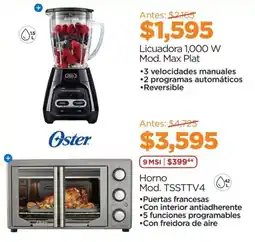 Chedraui Oster Licuadora 1,000 W Mod. Max Plat oferta