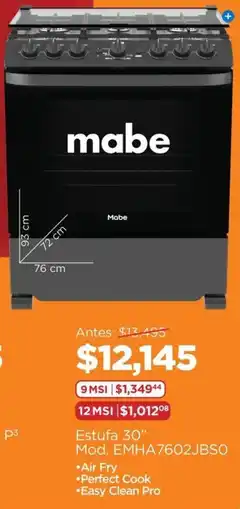 Chedraui Mabe Estufa 30" oferta
