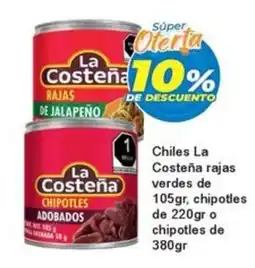 Merza La Costeña chiles verdes de jalapeño y chipotles oferta
