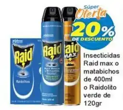 Merza Raid insecticidas Raid max o matabichos o Raidolito verde oferta