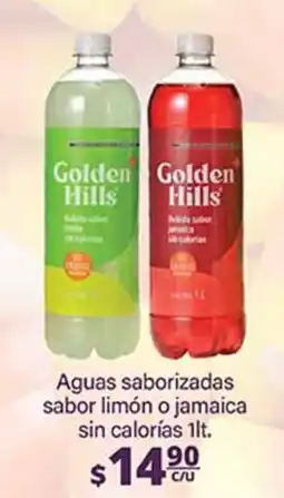 La Comer Golden Hills Aguas saborizadas sabor limón o jamaica oferta