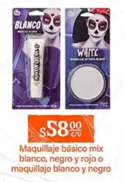 La Comer Maquillaje básico mix blanco, negro y rojo o maquillaje blanco y negro oferta