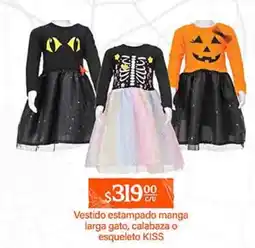 La Comer KISS vestido estampado manga larga gato, calabaza o esqueleto oferta