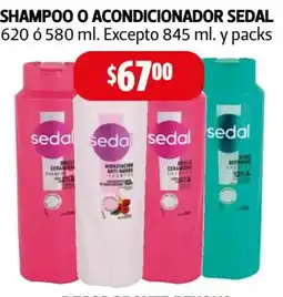 Farmacias Guadalajara Sedal shampoo o acondicionador oferta