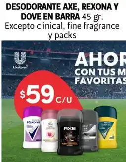 Farmacias Guadalajara Desodorante Axe, Rexona y Dove en barra oferta