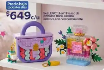 LEGO Set 3 en 1 Frasco de perfume floral o bolsa artística con compartimiento