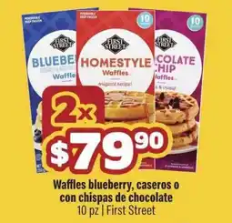 Smart & Final First Street Waffles blueberry, caseros o con chipas de chocolate oferta