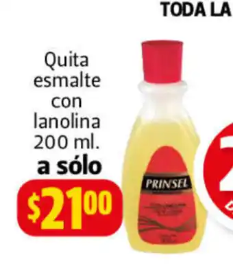 Toda la Linea Prinsel Quita esmalte con lanolina 200 ml a solo