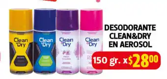 Farmacias Guadalajara Desodorante Clean & Dry en Aerosol 150gr oferta