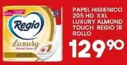 Alsuper PAPEL HIGIENICO 205 HD XXL LUXURY ALMOND TOUCH REGIO 18 ROLLO oferta