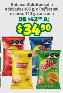 Soriana Súper Sabritas sal o adobadas o Ruffles sal o queso oferta