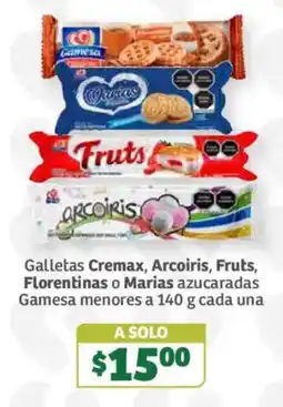 Soriana Súper Galletas Cremax, Arcoiris, Fruts, Florentinas o Marias azucaradas oferta