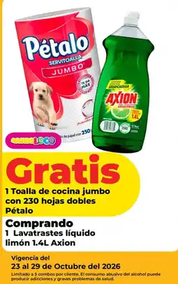 HEB Pétalo Servitoalla Jumbo Axion Lavatrastes líquido limón oferta