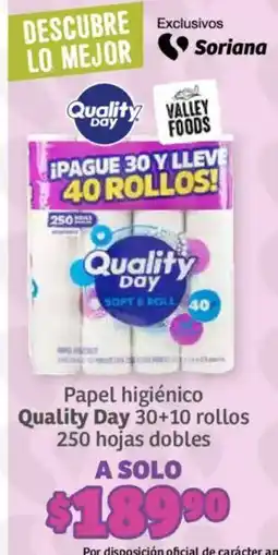 Soriana Súper Quality Day papel higiénico oferta