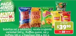 Soriana Mercado Sabritasa sal y adobadas, receta crujiente, Ruffles queso, sal y buffalo, Paketaxo oferta