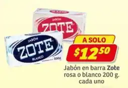 Soriana Express Zote jabón en barra rosa o blanco oferta