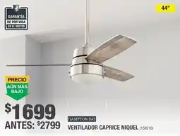 The Home Depot Hampton Bay Ventilador Caprice Niquel oferta