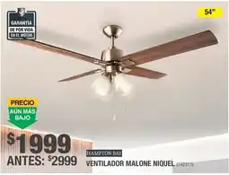 The Home Depot hampton bay ventilador malone niquel oferta