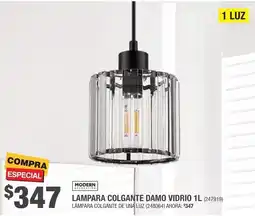 The Home Depot Modern Decoration Lampara Colgante Damo Vidrio 1l oferta
