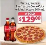 Soriana Híper Coca cola - pizza grande + 2 refrescos original o zero 600 ml oferta