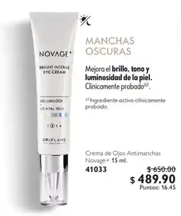 Oriflame Novage+ Crema de Ojos Antimanchas oferta